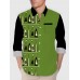 Black & Green Stitching Elegant Art Bottles Printing Breast Pocket Men's Long Sleeve Shirt